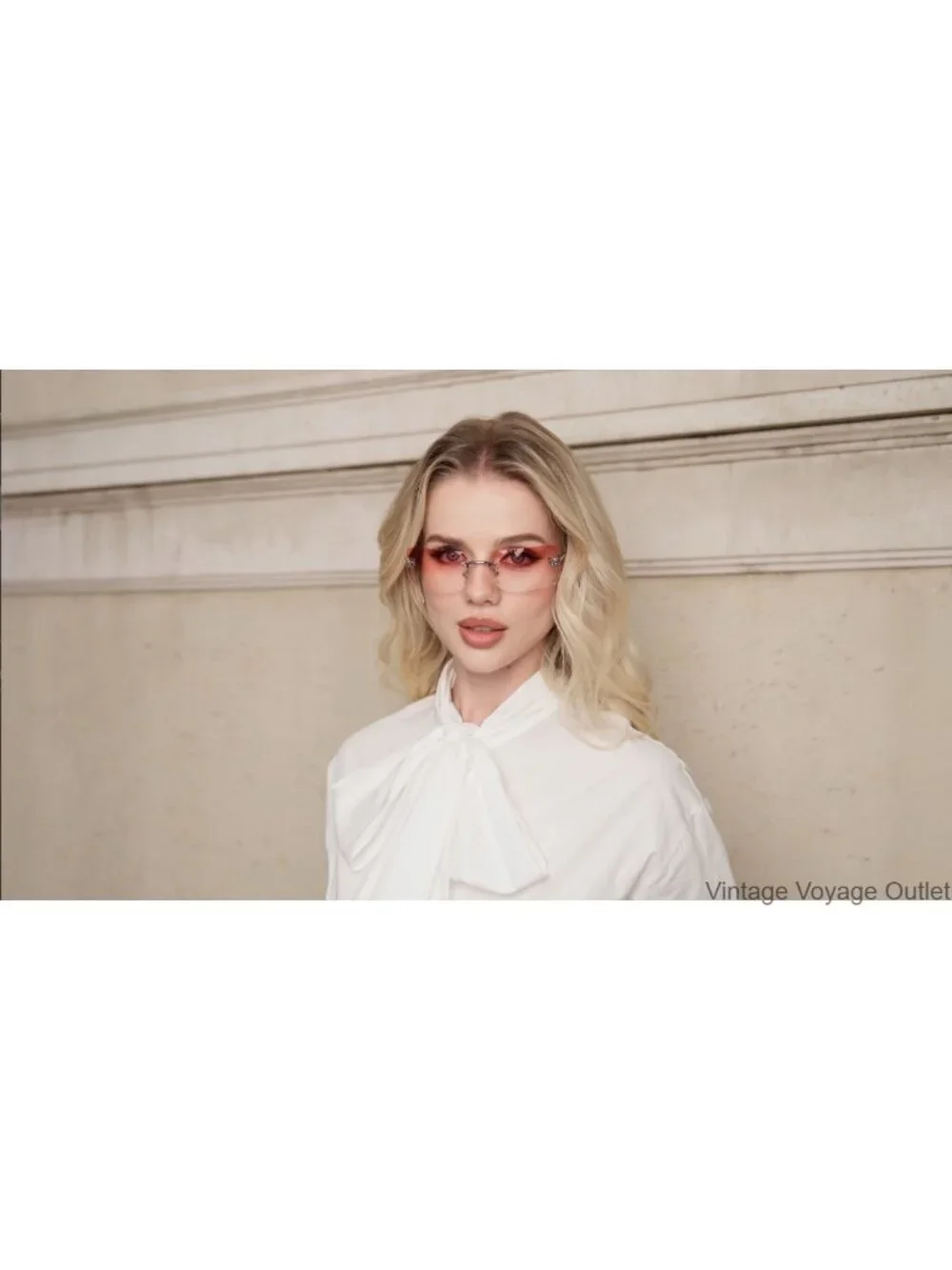 Rimless Y2K Sunglasses for Women, Spring Hinge UV400 Party Shades